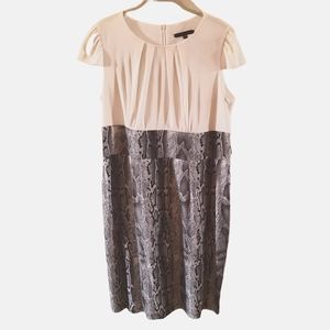 Tiana B Dress Ivory and Snake Print Size L EUC